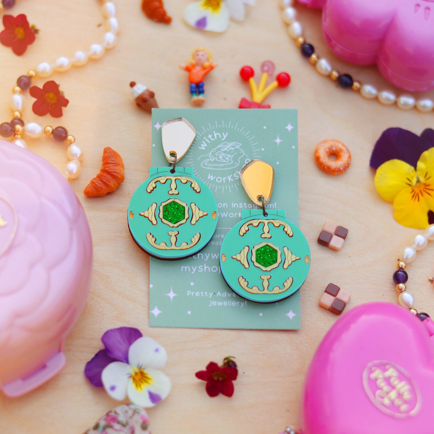 Polly Jewel Earrings Green