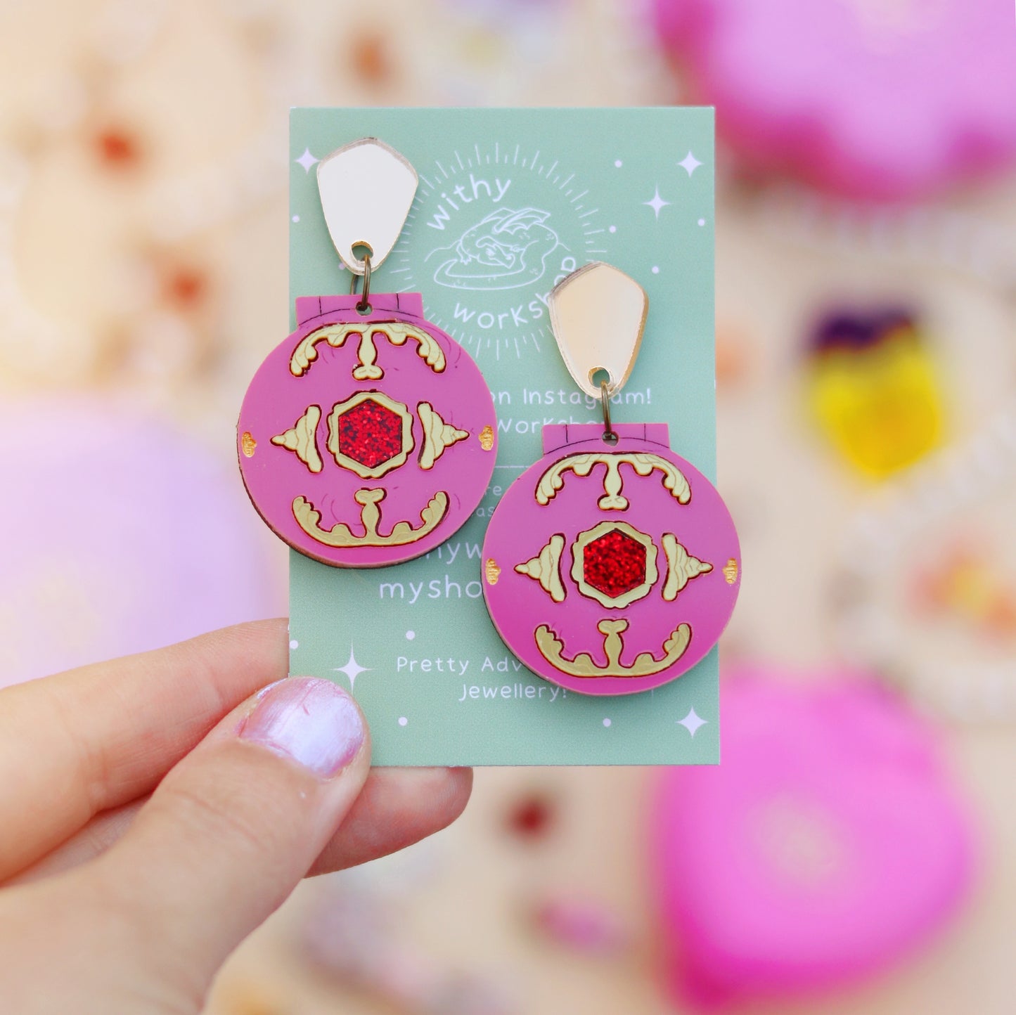 Polly Jewel Earrings Pink