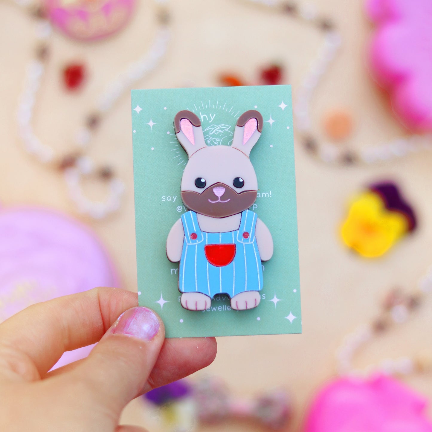 Bunny in Overalls Brooch