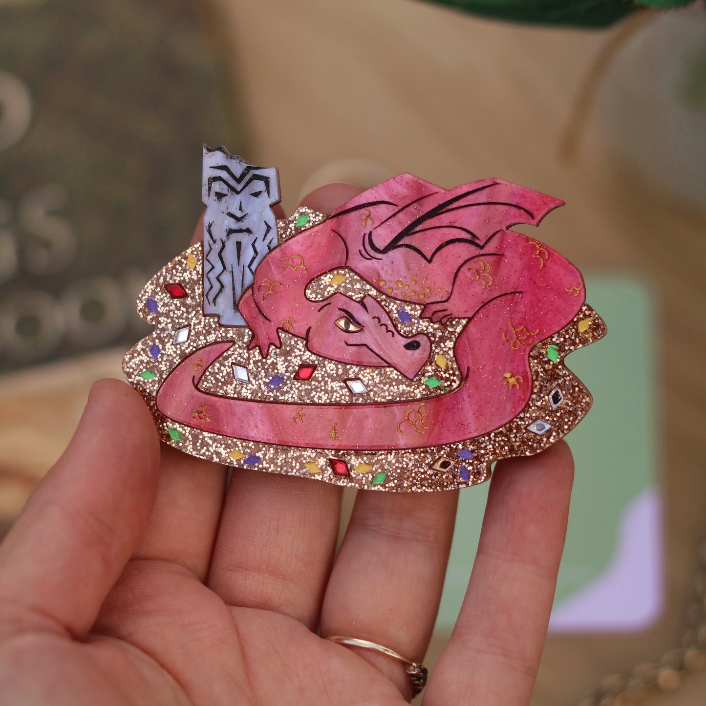 Dragon Hoard Acrylic Brooch