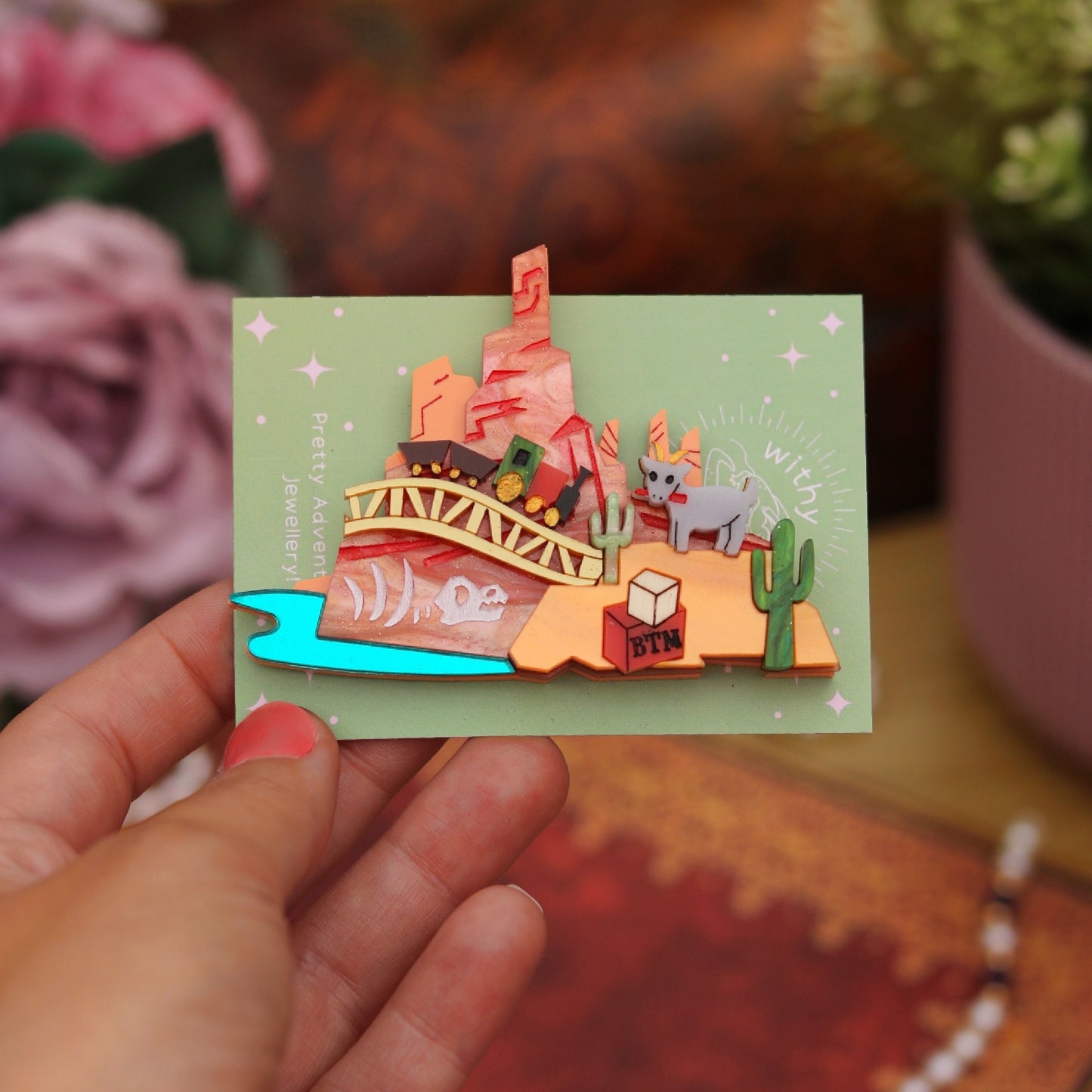 Thunder Mountain acrylic brooch