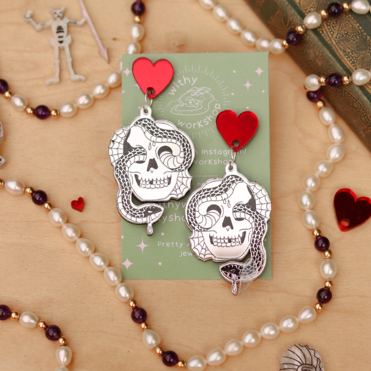 Skull Tattoo Earrings (choose your colour)