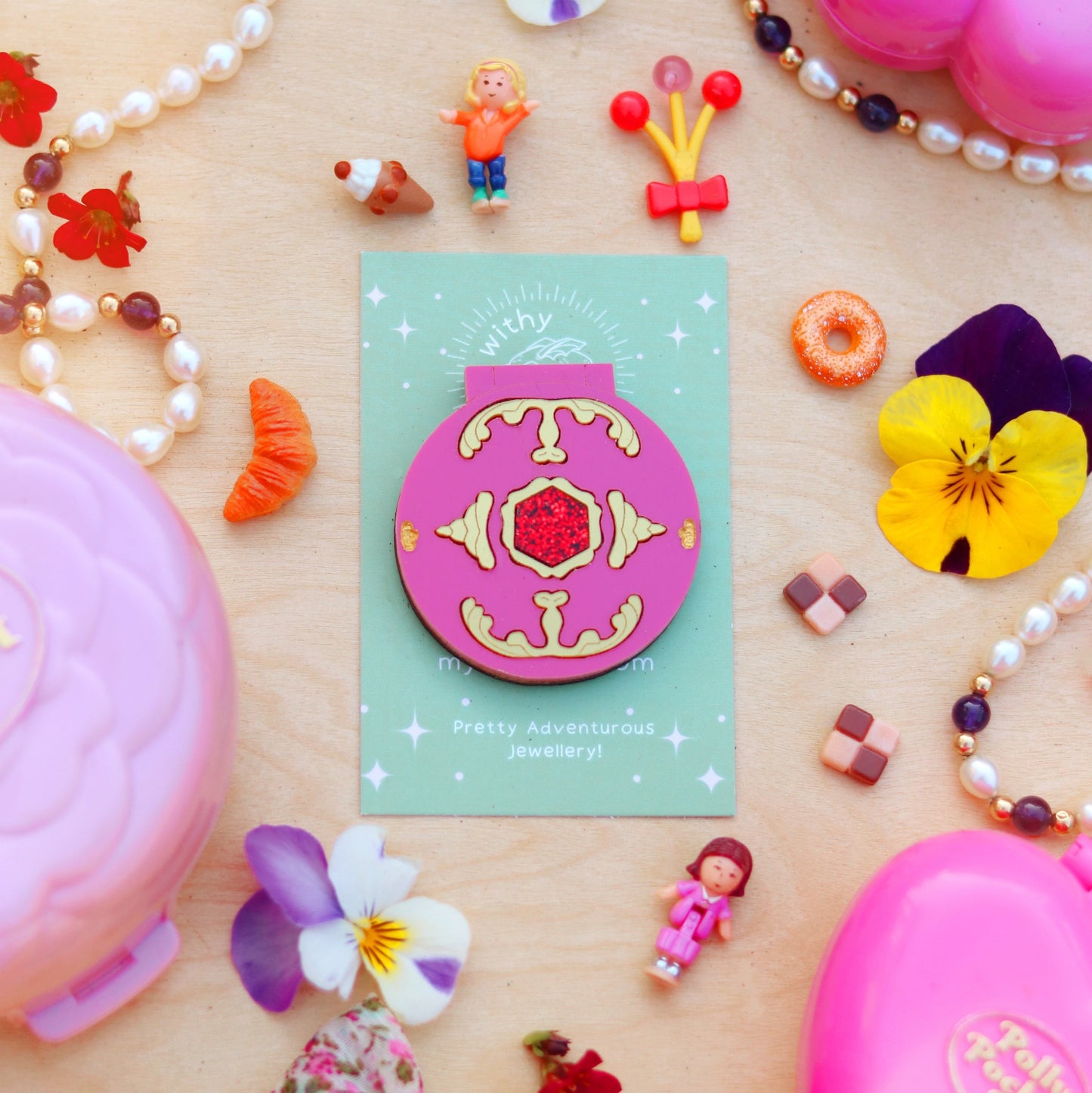 Polly Jewel Brooch Pink