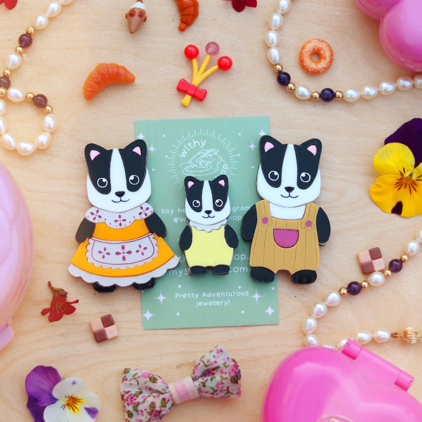 Badger in Overalls Brooch