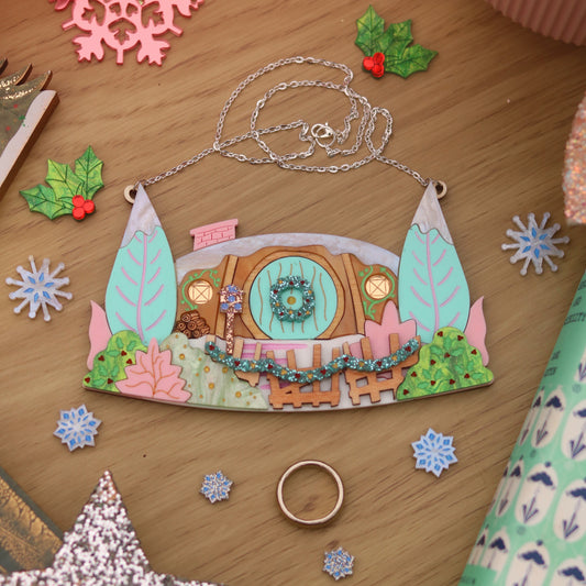 Snowy Halfling’s Home Acrylic Necklace