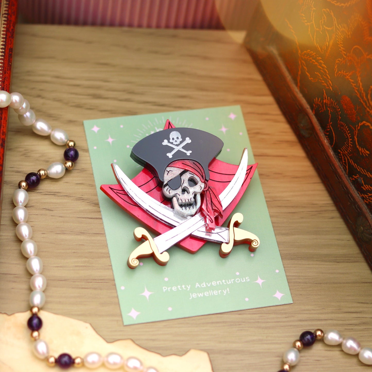 Jolly Roger Skull Brooch