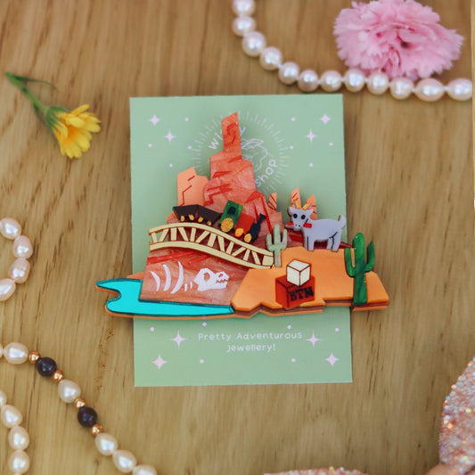 Thunder Mountain acrylic brooch