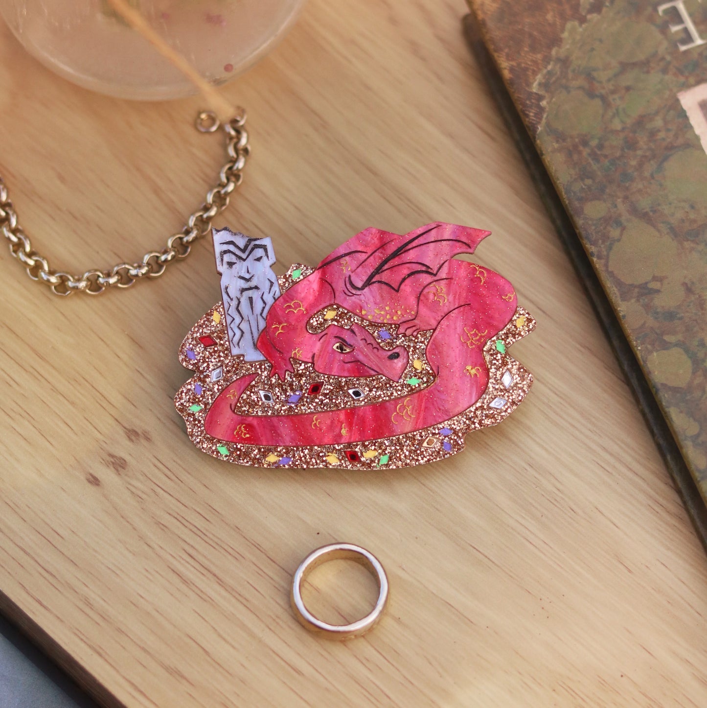 Dragon Hoard Acrylic Brooch