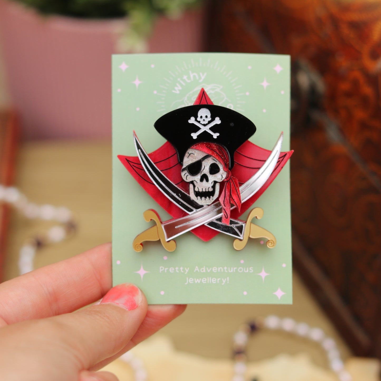 Jolly Roger Skull Brooch