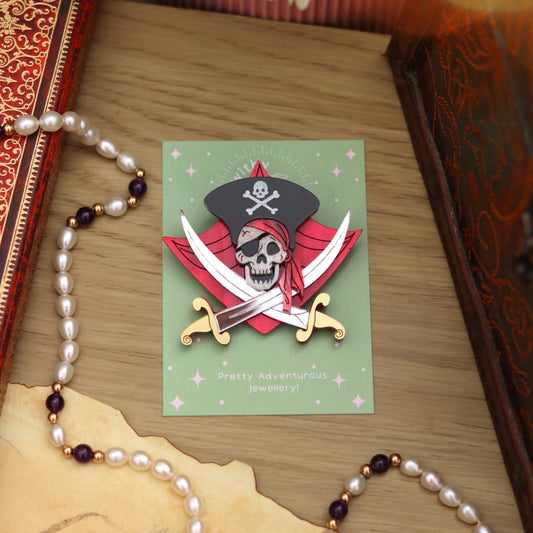 Jolly Roger Skull Brooch