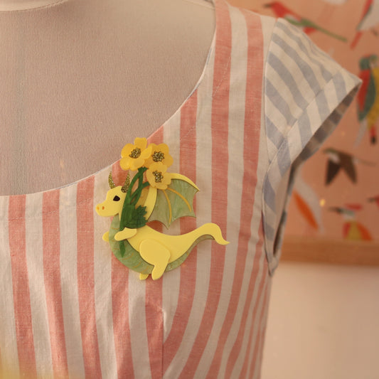 Buttercup Dragon Acrylic Brooch