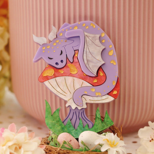Mushroom Dragon Acrylic Brooch