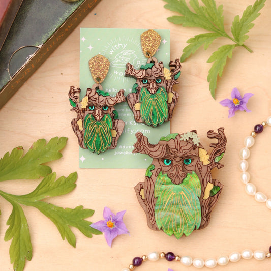 Bearded Tree Earrings