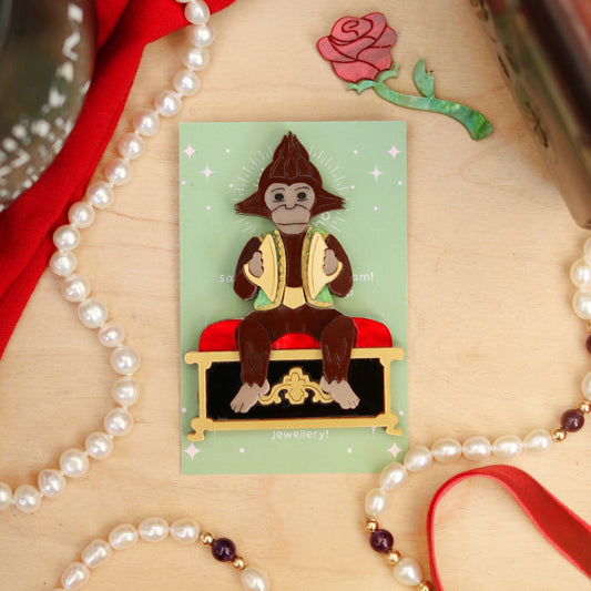 Music Box Monkey Brooch