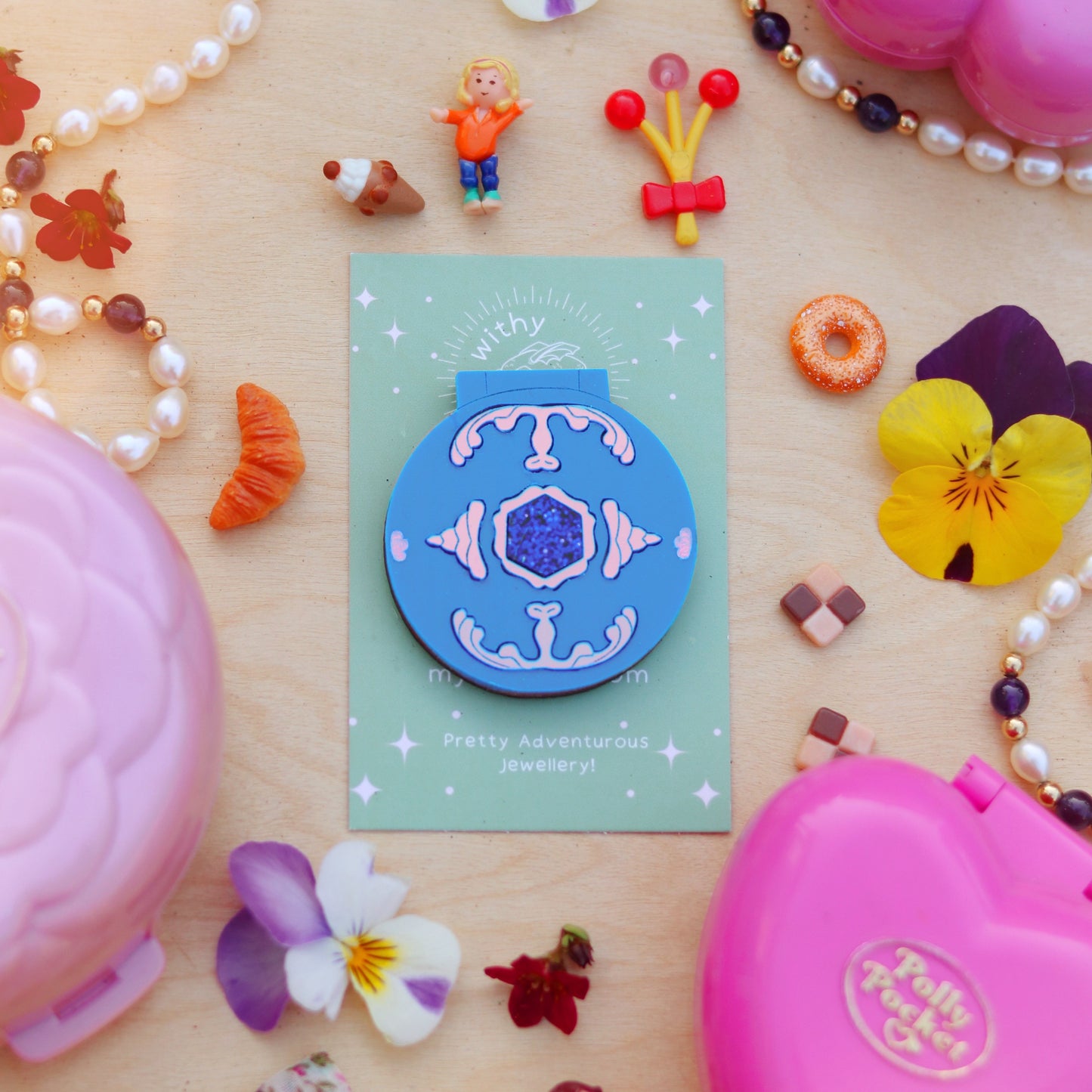 Polly Jewel Brooch Blue