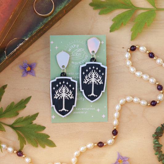 White Tree Earrings