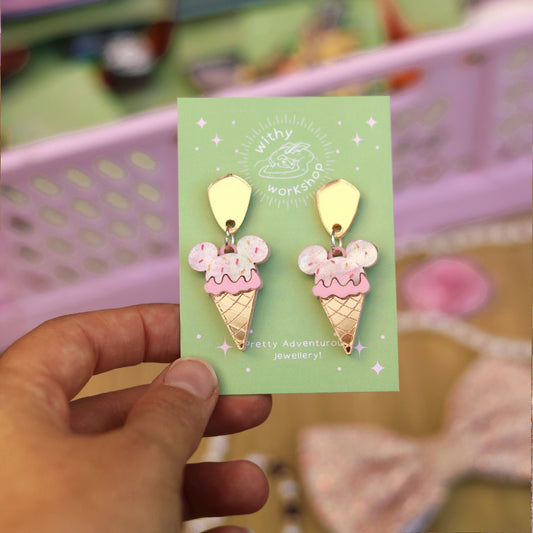 Mickey Ice Cream Earrings Vanilla Shimmer