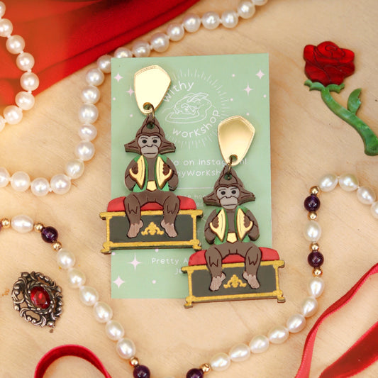 Music Box Monkey Earrings