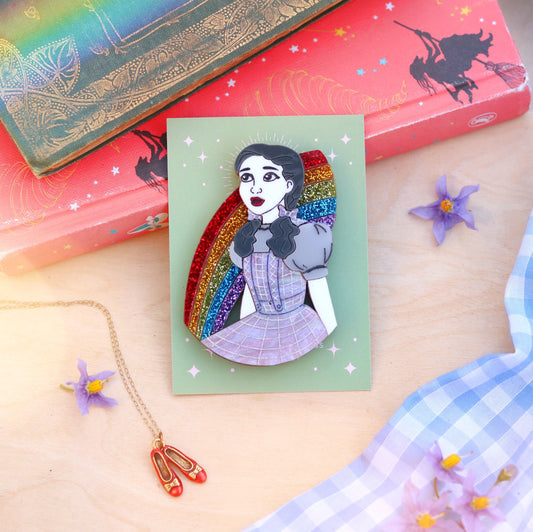 Over the Rainbow Dorothy Brooch in Monochrome