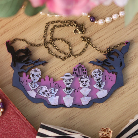 Haunted Mansion Singing Busts Acrylic Necklace